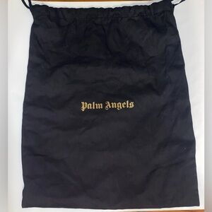 Palm Angels Large Black Drawstring Dust Bag w/Gold Calligraphy Logo 17”x13 1/2”